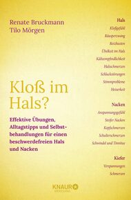 Kloß im Hals, Renate Bruckmann, Tilo Mörgen, Halsprobleme, Kloßgefühl, Reizhusten, Zwang zu Räuspern, Räusperzwang, Übelkeit, Übelkeit im Hals, Verspannungen, Muskelverhärtungen, Halsbeschwerden, Globusgefühl, Verschleimung im Hals, Überempfindlichkeit Hals, Halsschmerzen, Atmung, Kopfhaltung, Atemstörungen, Nackenbeschwerden, Kieferbeschwerden, Praxisübungen, Massagen, Selbstbehandlung, Corona